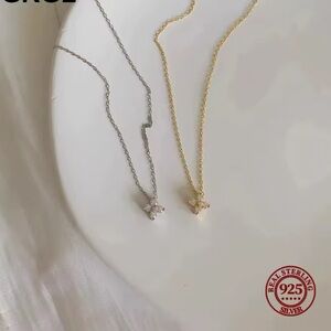 Elegant 925 Sterling Silver Gold and Silver Necklace